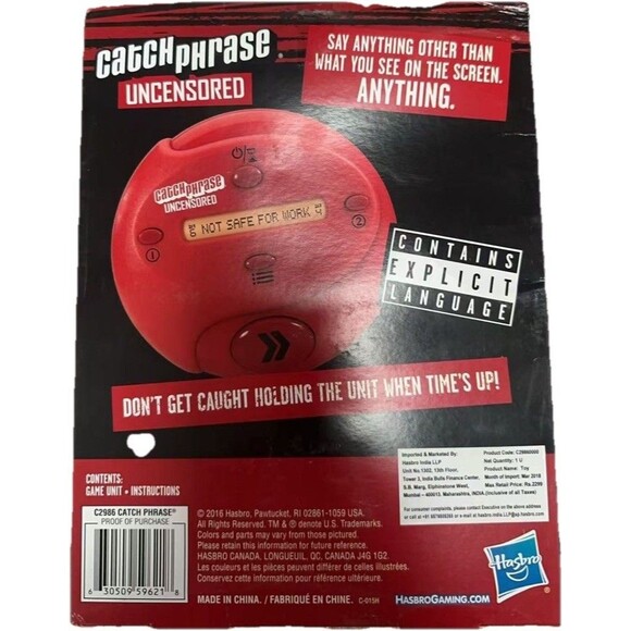 Catch Phrase Uncensored No Filter NEW Adult Electronic Handheld Party Game Red